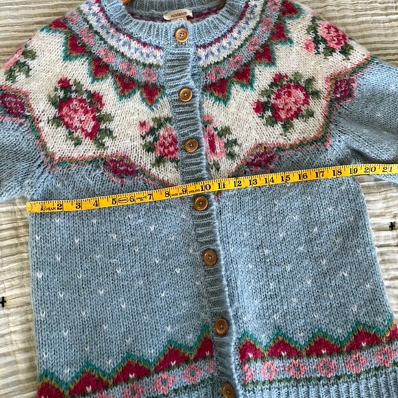 Blue Sundance Button Front Wool Cardigan, M - Picture 3 of 5